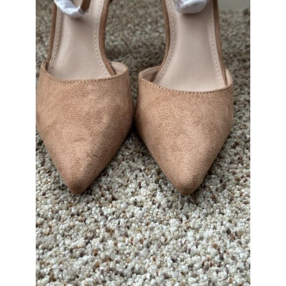 Women Suede Ankle Strap Pump Chunky Heel Pointed Toe Wedding Kitten Heels 5.5 - Picture 4 of 10